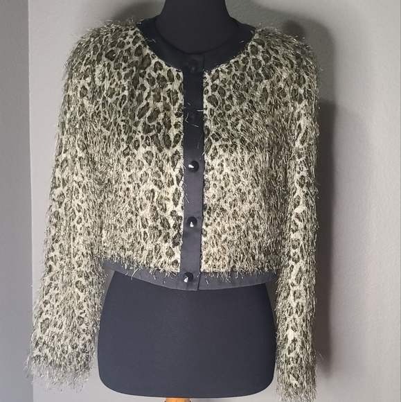 Vintage Francais Huey Waltzer Leopard Print Crop Jacket with Allover Threads - Picture 5 of 13